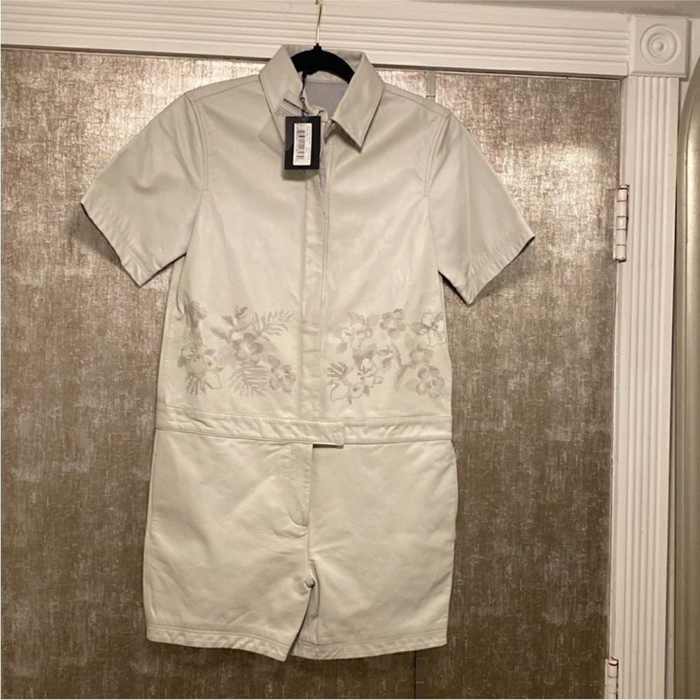 NWT Alexander Wang genuine leather perforated romper, US0